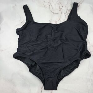 J Crew Swim 24 3X Black One Piece Scoop Neck Back Scrunchie Bikini